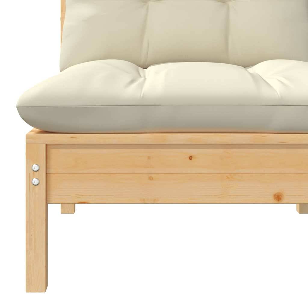 Canapé 2 places de jardin | Canapé D'extérieur | Sofa De Jardin et coussins crème Bois de pin solide Maison Chic - Image 5