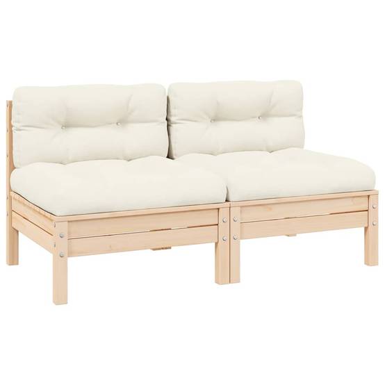 Canapé 2 places de jardin | Canapé D'extérieur | Sofa De Jardin et coussins crème Bois de pin solide Maison Chic - Image 2