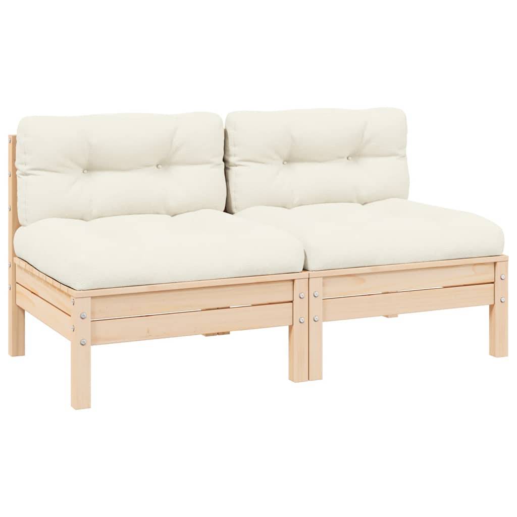 Canapé 2 places de jardin | Canapé D'extérieur | Sofa De Jardin et coussins crème Bois de pin solide Maison Chic - Image 2