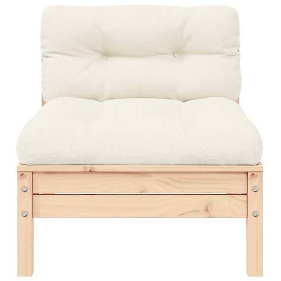 Canapé 2 places de jardin | Canapé D'extérieur | Sofa De Jardin et coussins crème Bois de pin solide Maison Chic - Image 3