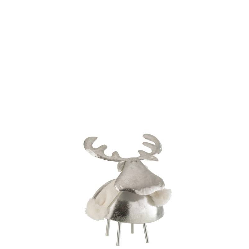 Cerf en métal argent 16.5x15x17.5 cm - J-Line