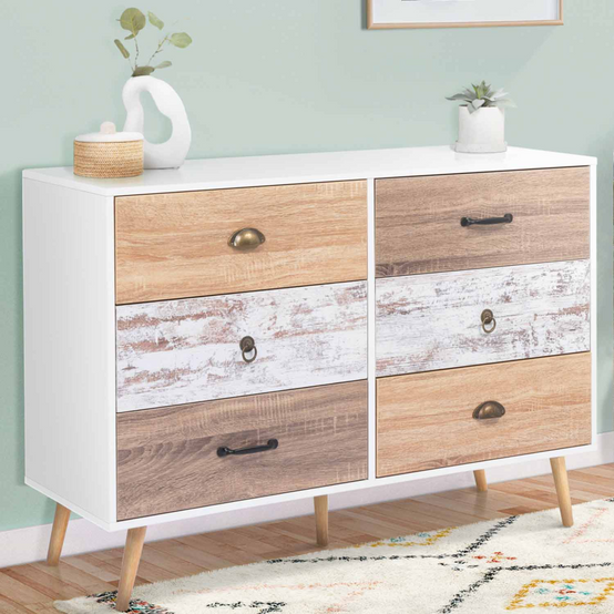 Commode 6 tiroirs BAHIA 115 cm scandinave - Image 1