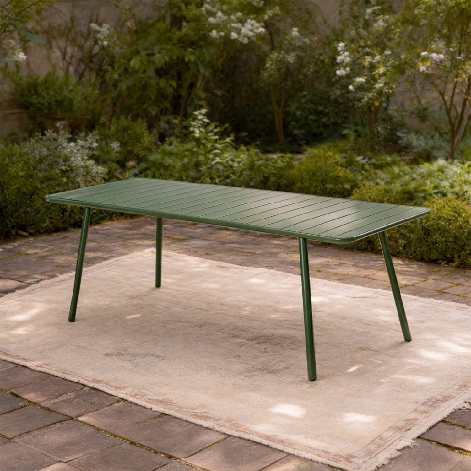 Table de jardin 8-10 places 200cm verte BERGAME - Image 2