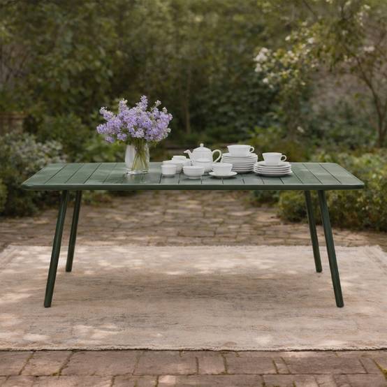 Table de jardin 8-10 places 200cm verte BERGAME - Image 5