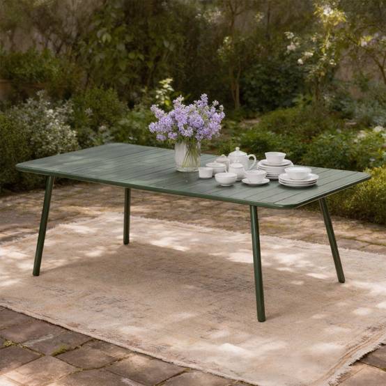 Table de jardin 8-10 places 200cm verte BERGAME - Image 4