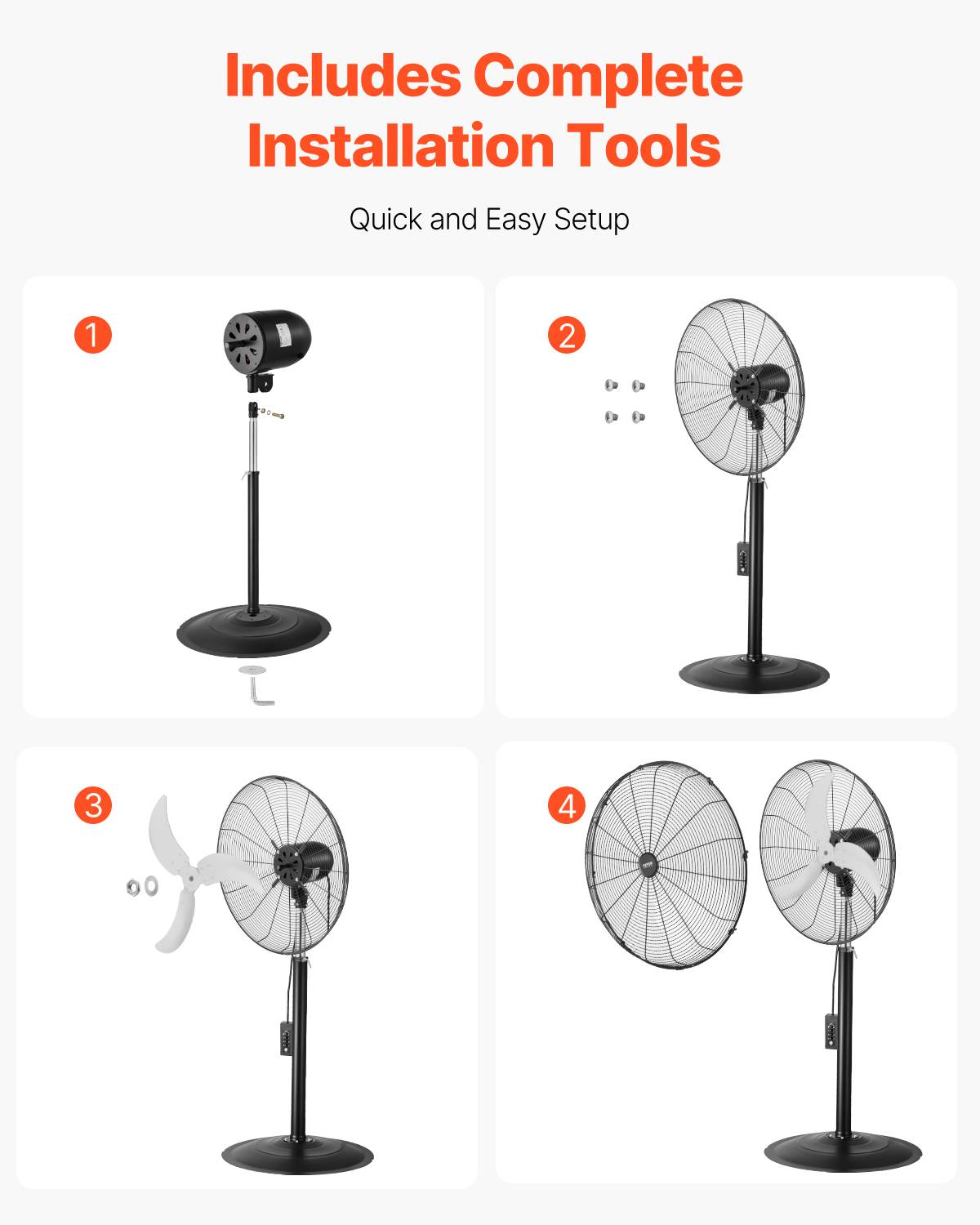 VEVOR Ventilateur pied industriel 600 mm, 6800 CFM, oscillant 85°. - Image 6