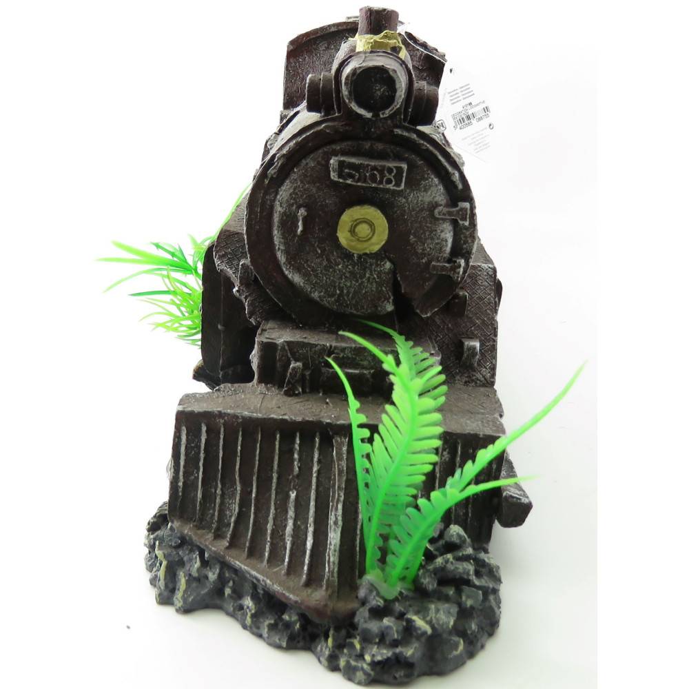 Locomotive rouge HEKTOR.  35 x 10 x 15 cm. décoration aquarium. - Imagen 5