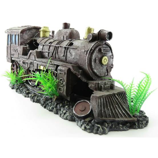 Locomotive rouge HEKTOR. 35 x 10 x 15 cm. décoration aquarium. - Image 1