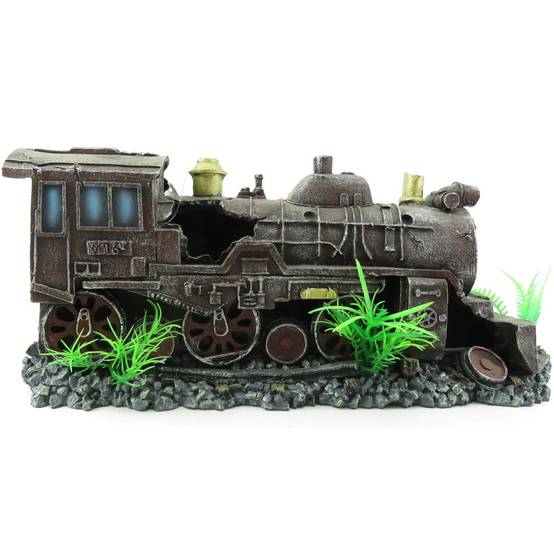 Locomotive rouge HEKTOR. 35 x 10 x 15 cm. décoration aquarium. - Image 6