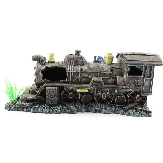 Locomotive rouge HEKTOR. 35 x 10 x 15 cm. décoration aquarium. - Image 7