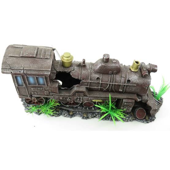 Locomotive rouge HEKTOR. 35 x 10 x 15 cm. décoration aquarium. - Image 3