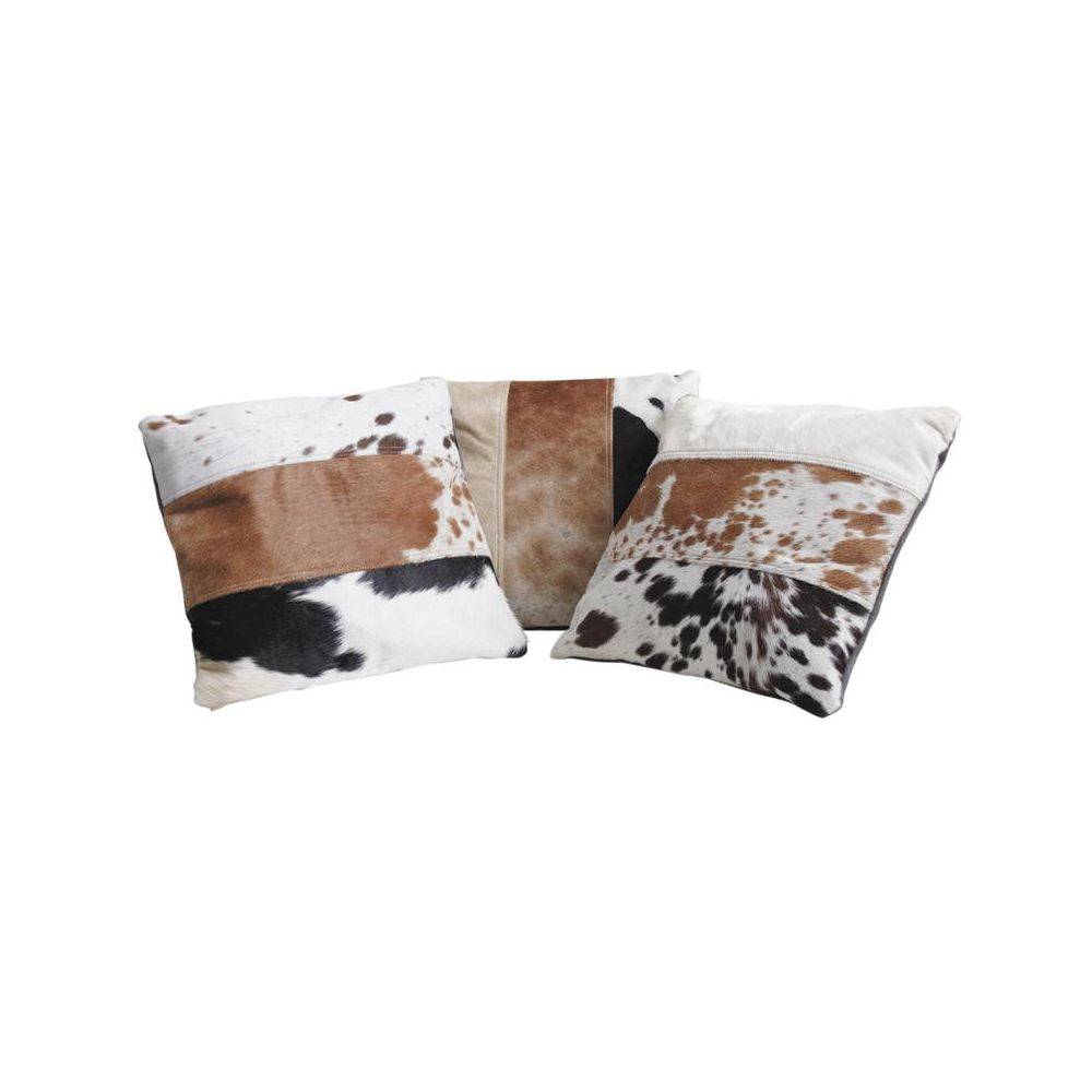 Aubry Gaspard - Coussin en peau de vache véritable modèle aléatoire Tricolore 45x45 - Imagen 4