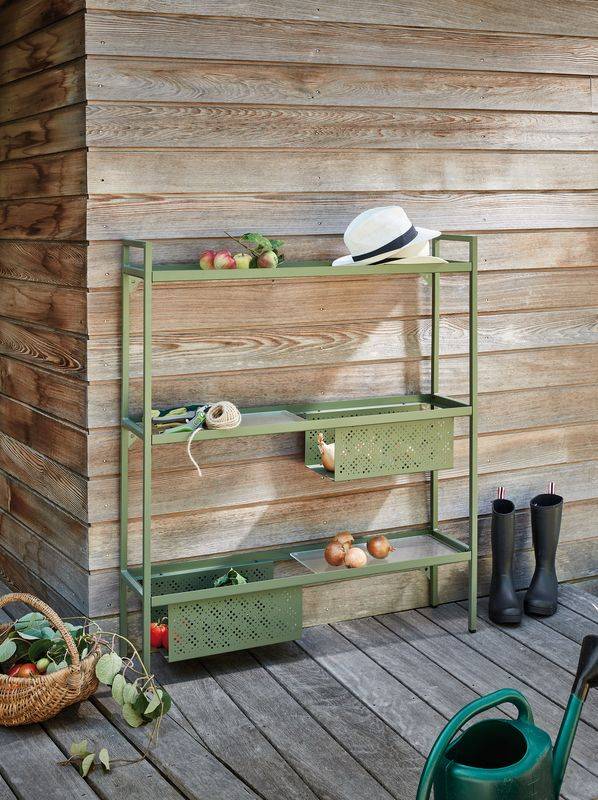 Proloisirs - Etagère Balcon en acier à 3 niveaux - 118 x 24 x 102 cm - vert - Image 2