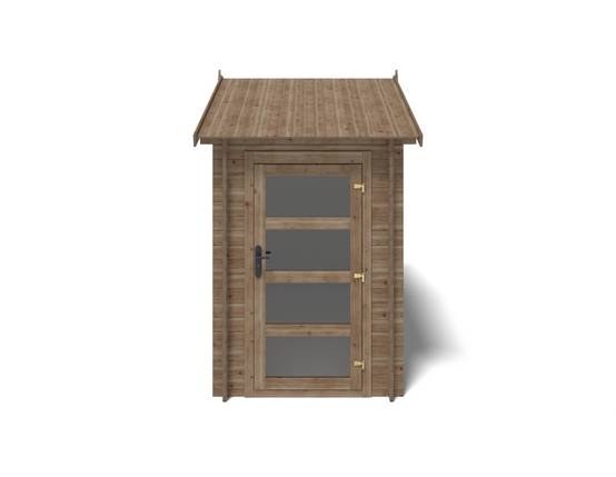 Altanka - Abri de jardin en bois - 4.5m2 - 1.5x3m - Traité - Ep. 28mm - Couleur: marron - DOM673 - ALTANKA - Image 5