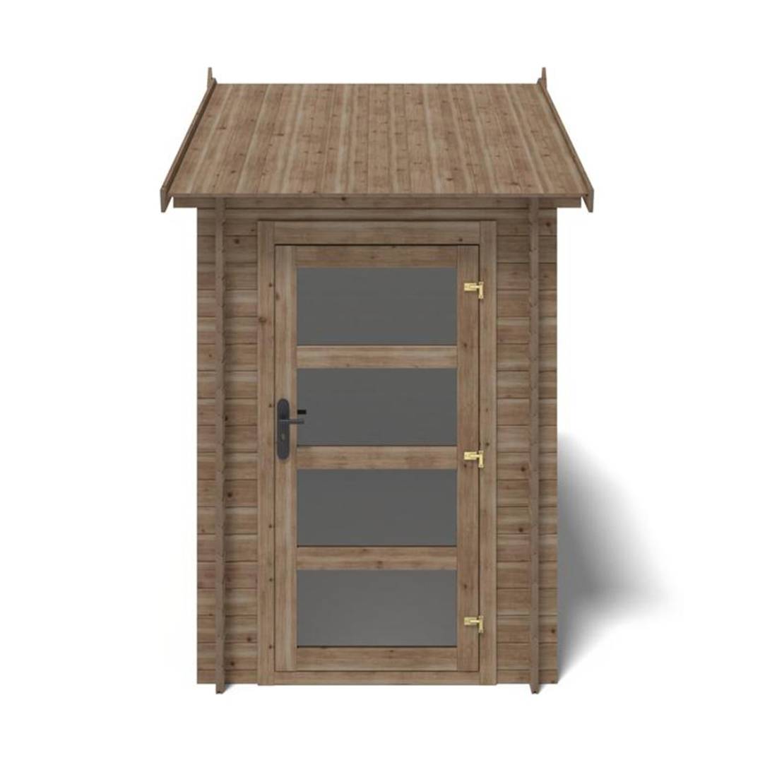 Altanka - Abri de jardin en bois - 4.5m2 - 1.5x3m - Traité - Ep. 28mm - Couleur: marron - DOM673 - ALTANKA - Image 2