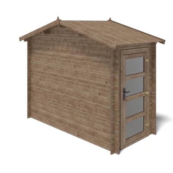 Altanka - Abri de jardin en bois - 4.5m2 - 1.5x3m - Traité - Ep. 28mm - Couleur: marron - DOM673 - ALTANKA - Image 6