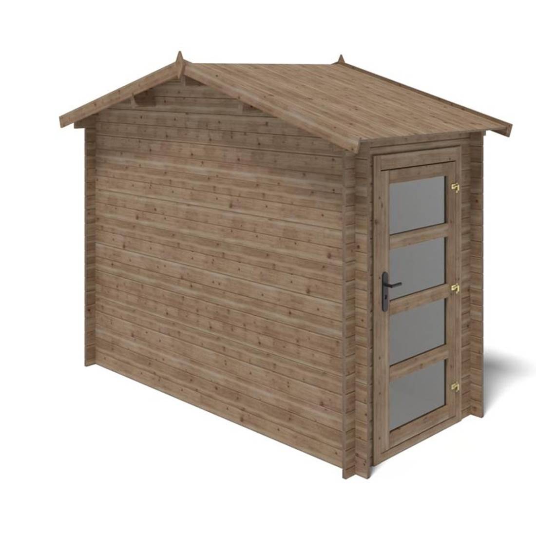 Altanka - Abri de jardin en bois - 4.5m2 - 1.5x3m - Traité - Ep. 28mm - Couleur: marron - DOM673 - ALTANKA - Image 6