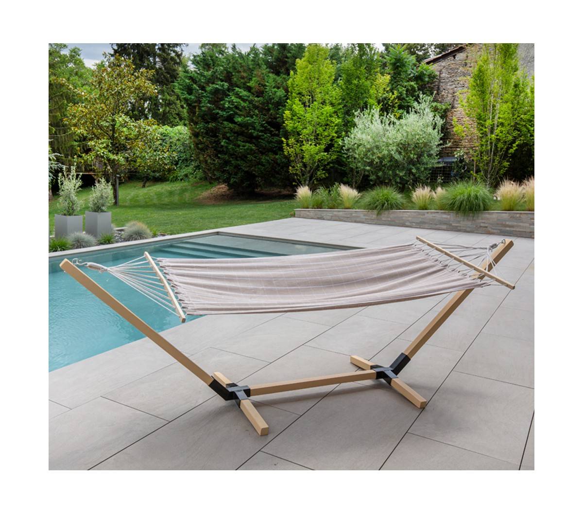 Hamac sur pied - 1 place - Beige en Bois - KIGALI S