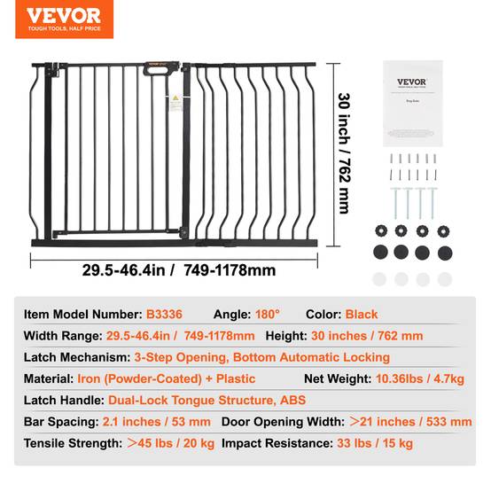 VEVOR Barrière de Sécurité Extensible Barrière d'Escalier Enfant 75-123x76 cm - Image 7
