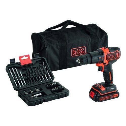 Black & Decker - Perceuse à percussion sans fil - BLACK & DECKER - avec 1 batterie - chargeur - accessoire - sac souple - BDCHD18S32-QW - Imagen 1