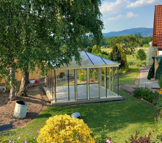 15m²  -  Serre en verre trempé - Euro Pyra - Laquée - 15m² - Blanc perle - L'atelier Des Serres - Imagen 2
