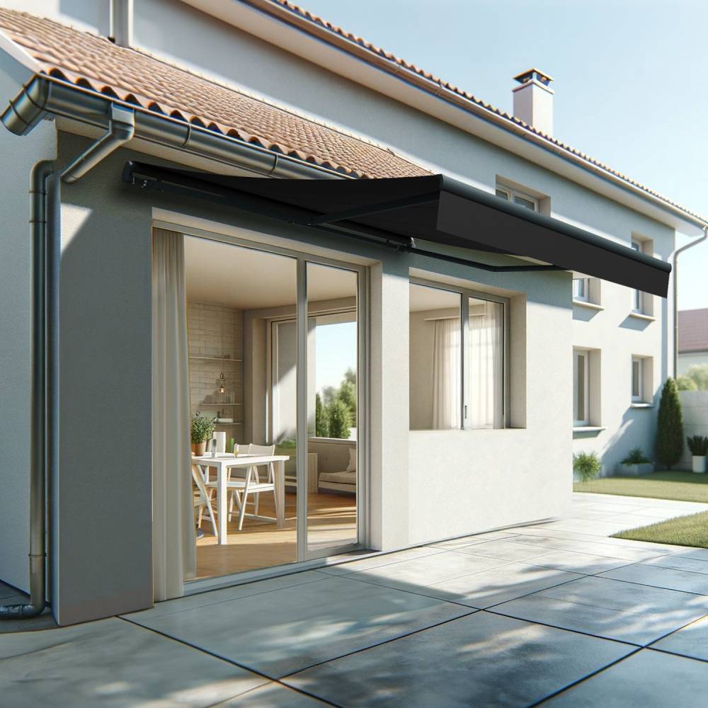 Store banne monobloc ESPAI 4,00x3,00m (Manuelle - Noir - Gris anthracite) - Alia Productions - Imagen 1