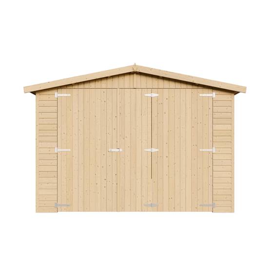 Timbela - Garage en Bois Naturel H222x516x324 cm/15 m² - Chalet - Atelier de jardin - Rangement pour vélos, remise à outils - 17 mm d’épaisseur - Timbela M101 - Image 4