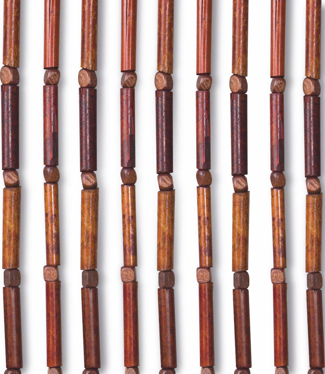 Rideau de porte - BAMBOU - 90 x 200 cm - bambou et perles de bois brun acajou - Image 2
