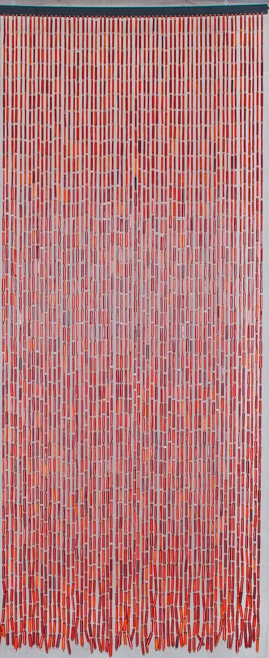 Rideau de porte - BAMBOU - 90 x 200 cm - bambou et perles de bois brun acajou - Image 1