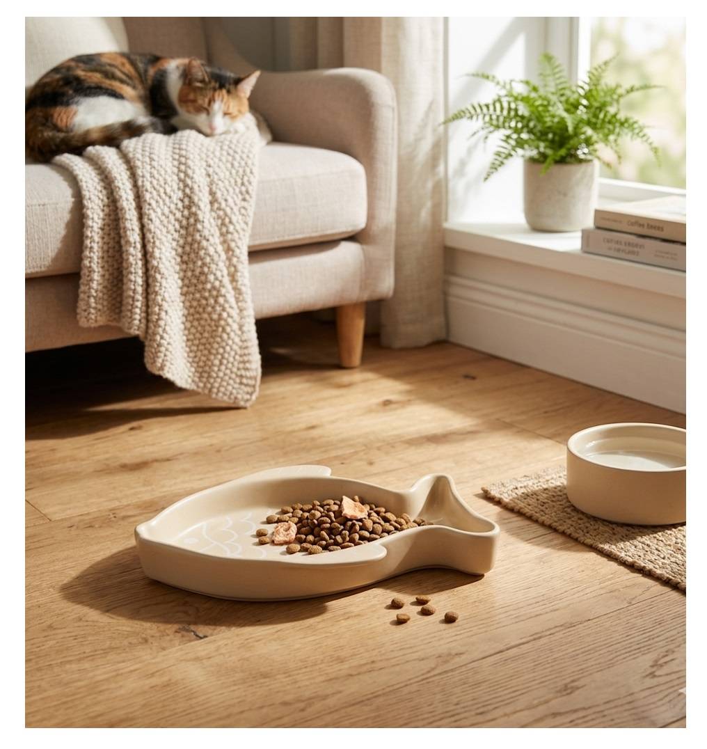 Gamelle pour chat 17 cm Fishie beige - Image 2