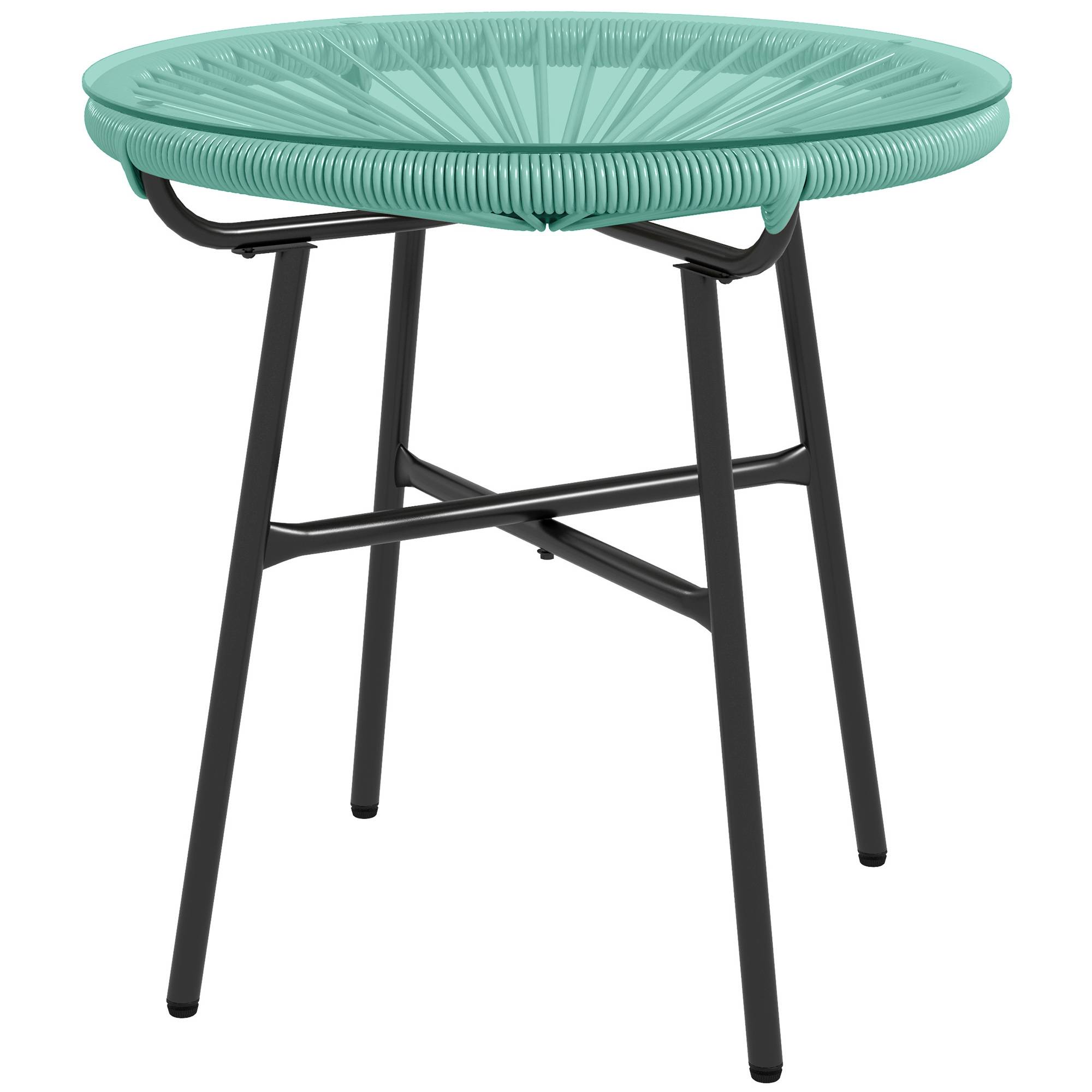 Table basse de jardin résine tressée ets verre trempé 50 x 50 x 50 cm - PANGIVO - Image 2