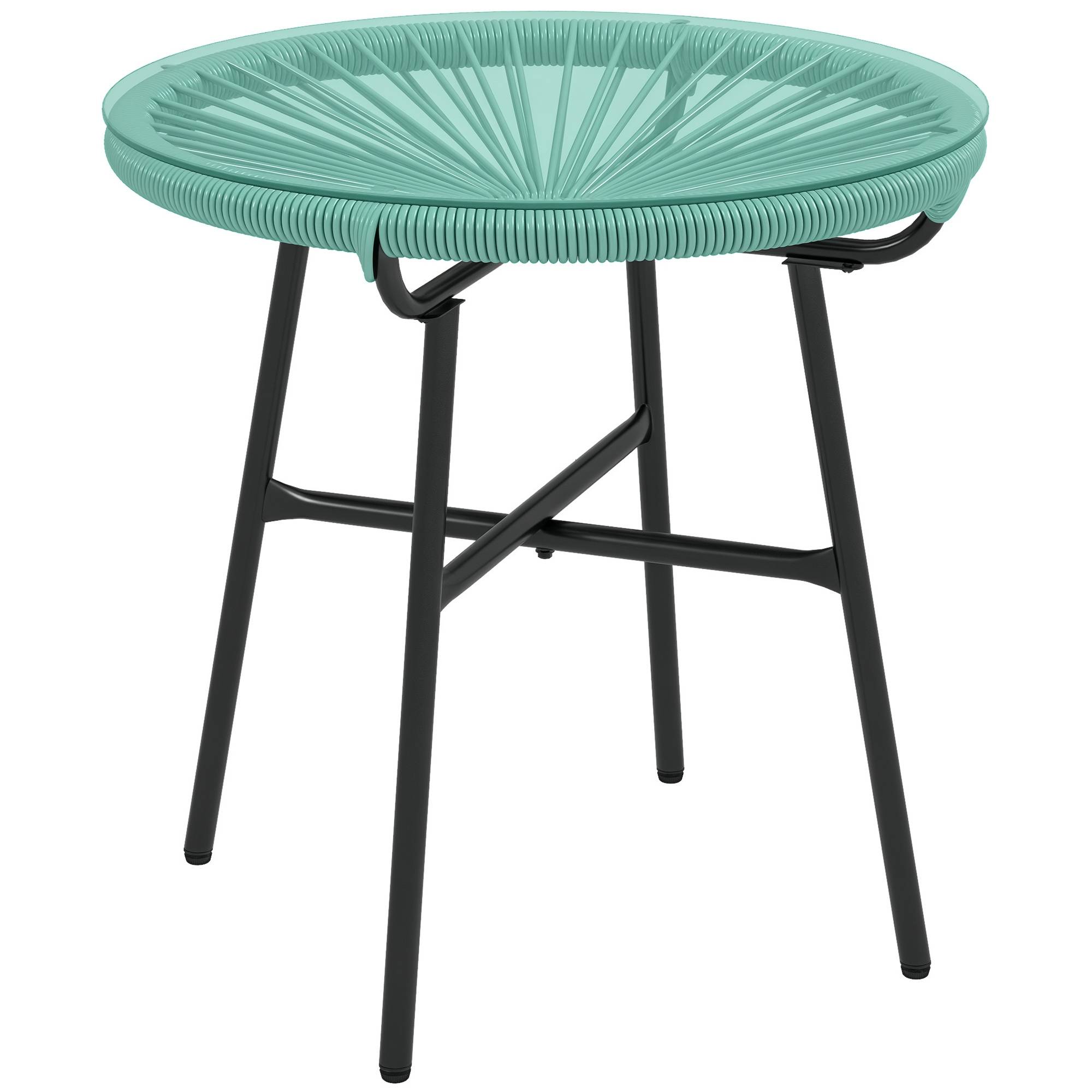 Table basse de jardin résine tressée ets verre trempé 50 x 50 x 50 cm - PANGIVO - Image 1
