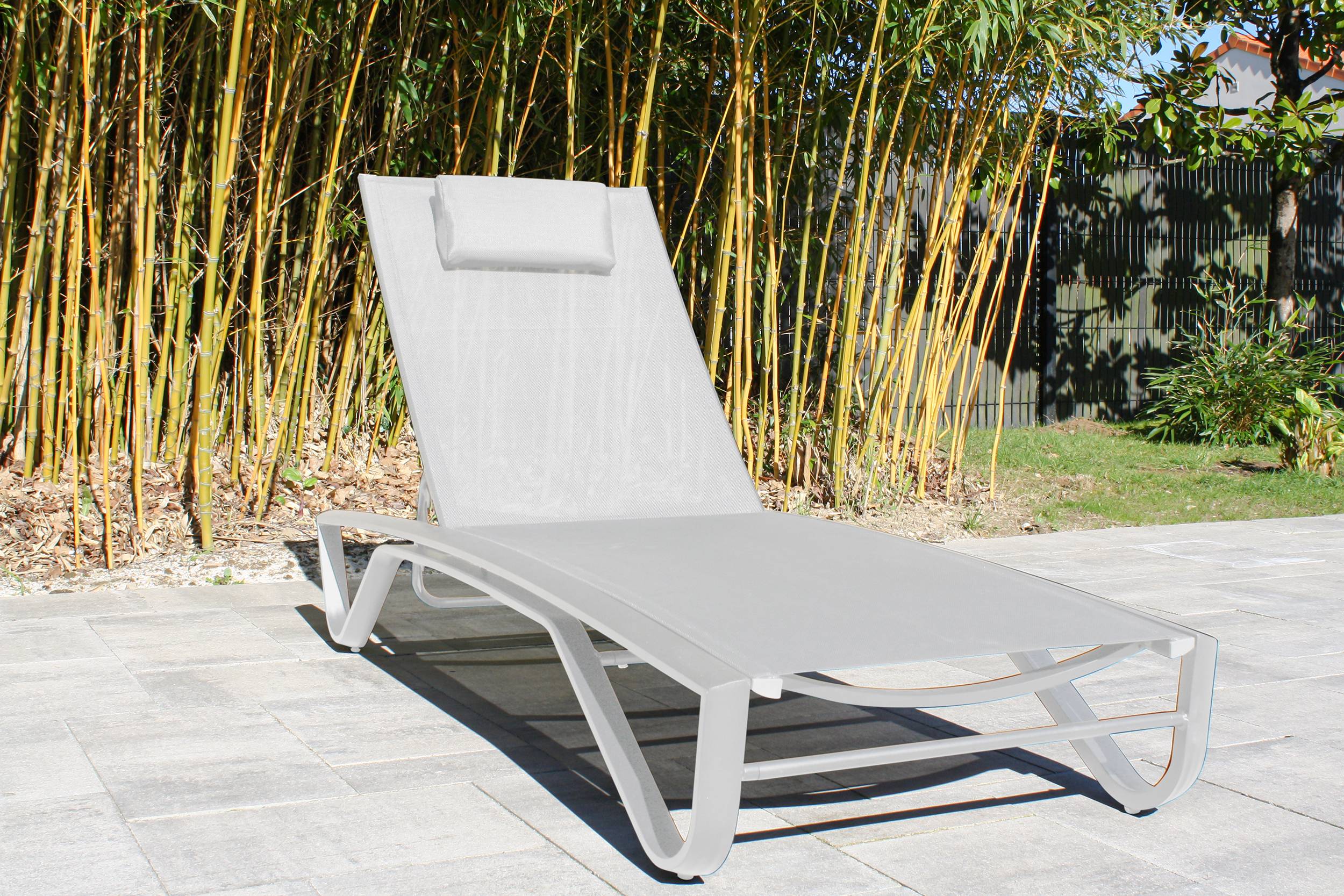 Paris Garden - Bain de soleil FIGARI en aluminium et textilène blanc - PARIS GARDEN - Imagen 2