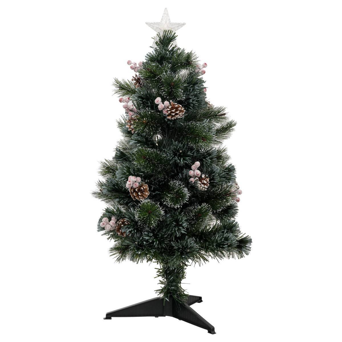 Sapin lumineux fibre optique Sofia 34 LED H.90cm FEERIC LIGHTS & CHRISTMAS - Image 1