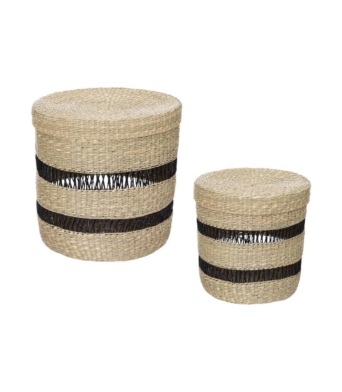 Lot de 2 paniers avec couvercle Jayla naturel - Imagen 1