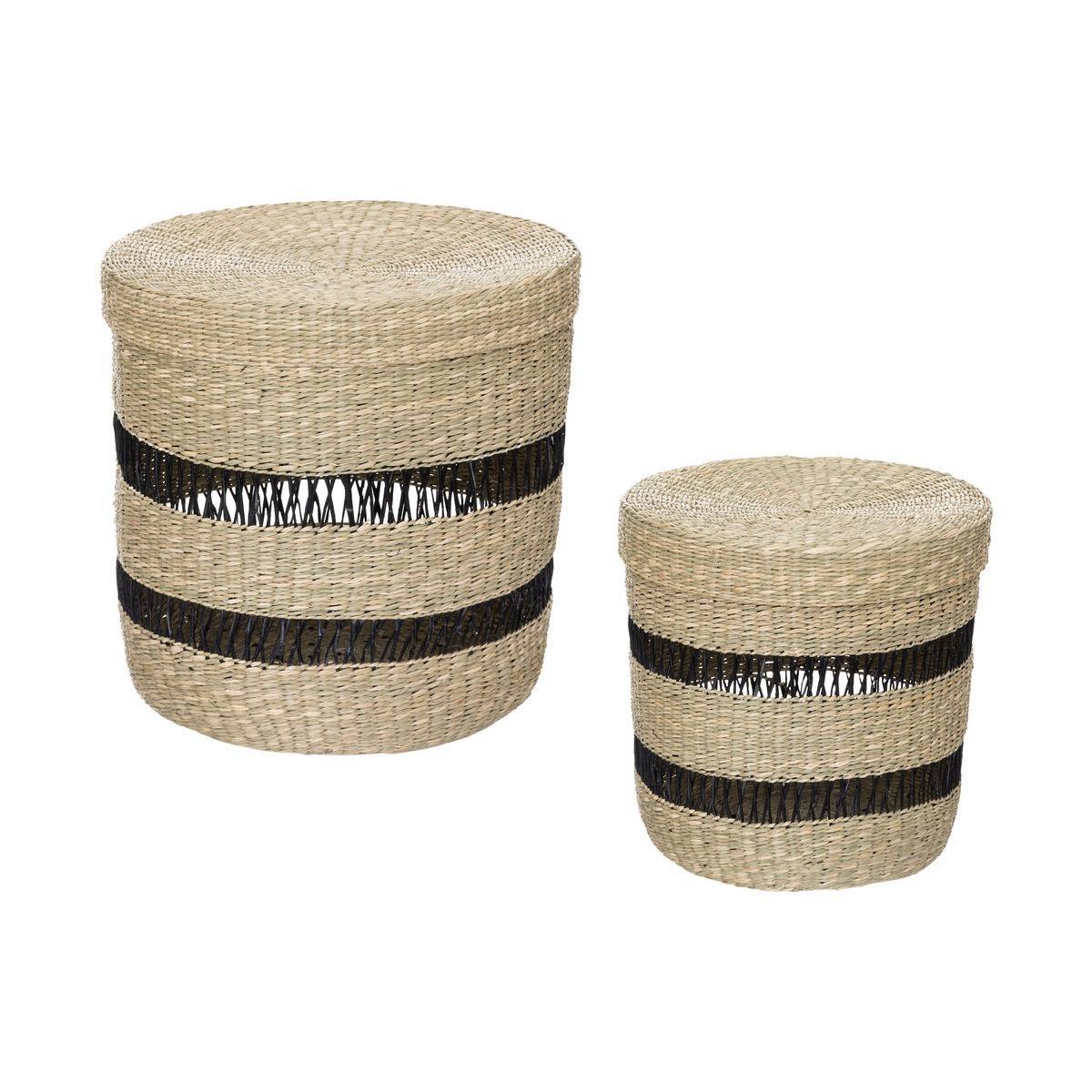 Atmosphera - Set de 2 paniers "Jayla" en jonc de mer D33/38cm - Atmosphera Créateur d'intérieur - Imagen 2