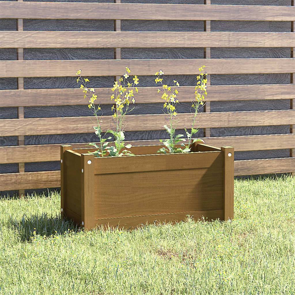 Maison Chic - Jardinière d'extérieur - Pot De Fleurs Marron miel 60x31x31 cm Bois de pin - Imagen 2
