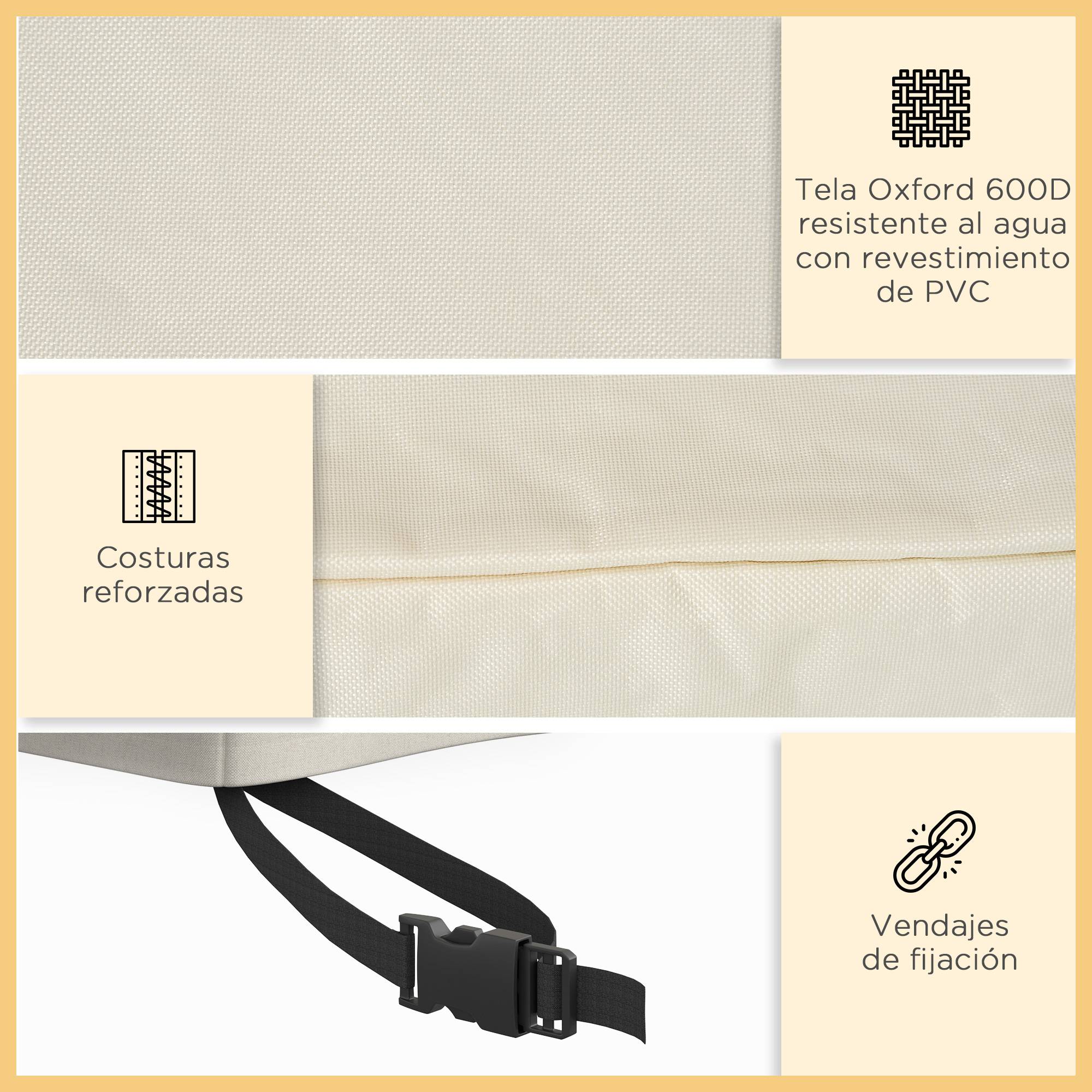 Housse imperméable beige pour banc 3 places (218 x 111 x 101 cm) – Housse pour canapé ou mobilier de jardin - Image 6