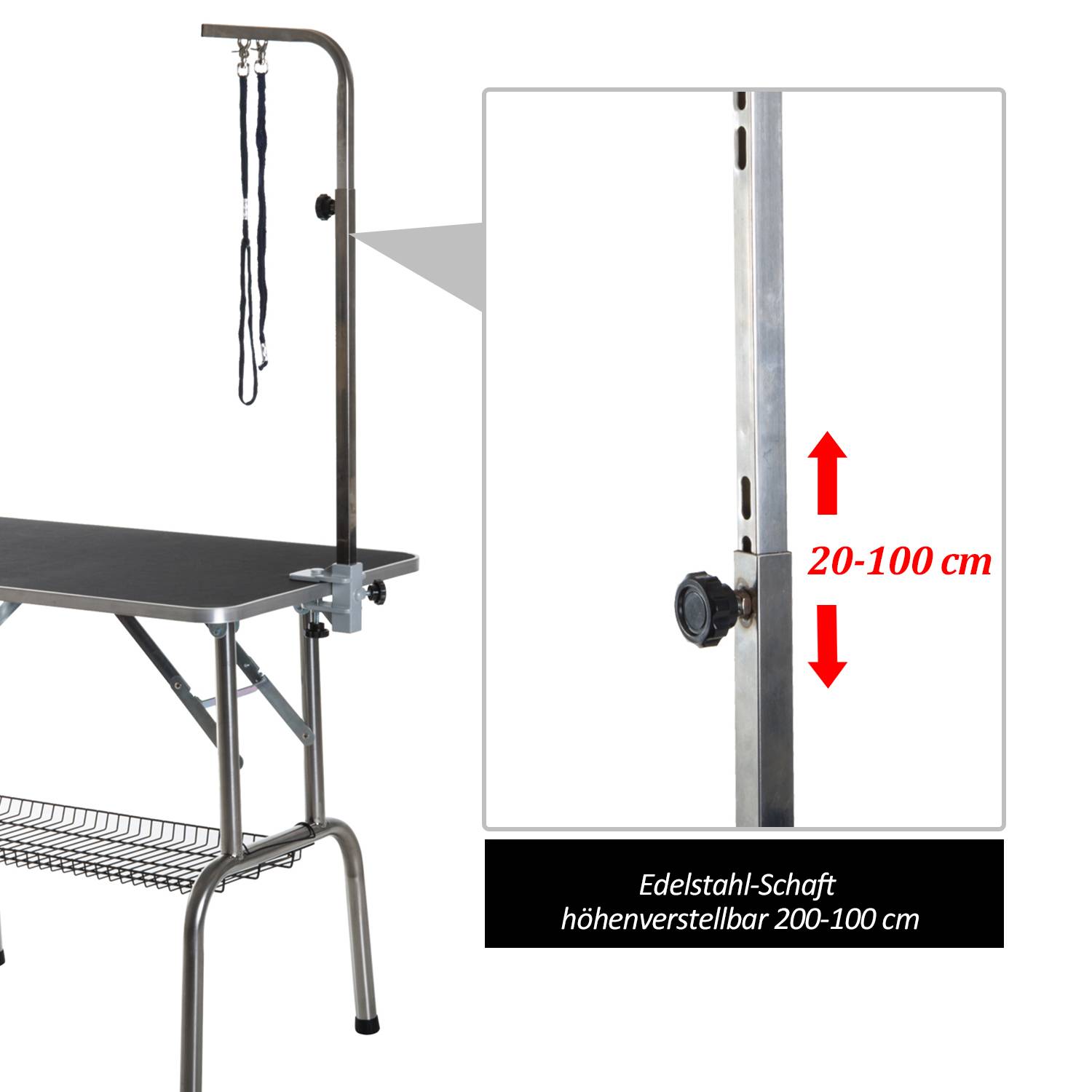 Table de Toilettage Pliante Acier Inox Pour Chien Soin Antidérapant 90x60cm Noir - ComfortXL Pet Living - Image 5