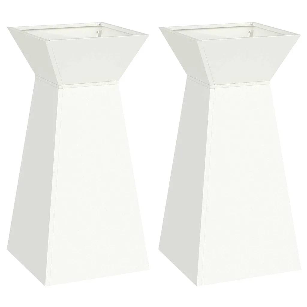 Helloshop26 - Lot de 2 jardinières pilier design contemporain extérieur 35 x 35 x 73 cm en matériaux blanc - Image 1
