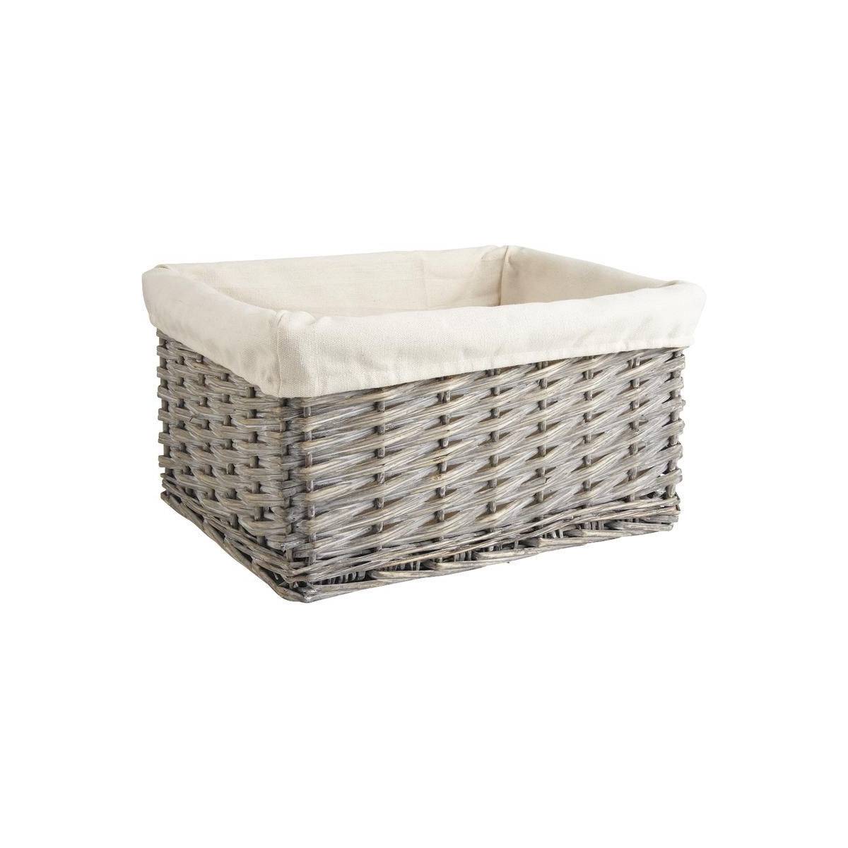 Aubry Gaspard - Corbeille de rangement en osier gris et coton 38 x 30 x 20 cm - Imagen 1