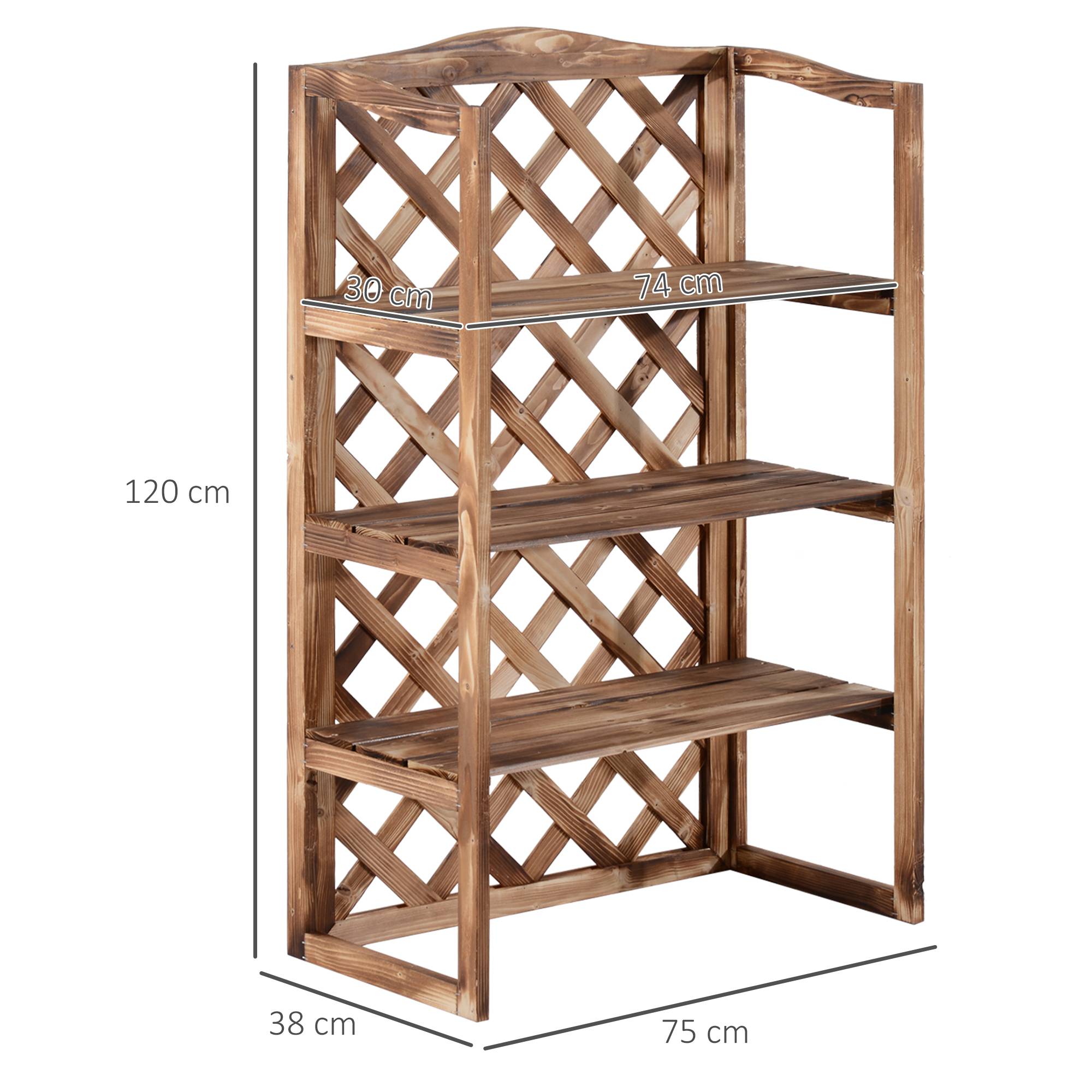 Porte-plantes en bois de sapin pour balcon 3 niveaux grande capacité 75x38x120cm naturel - ComfortXL Outdoor Living - Image 5