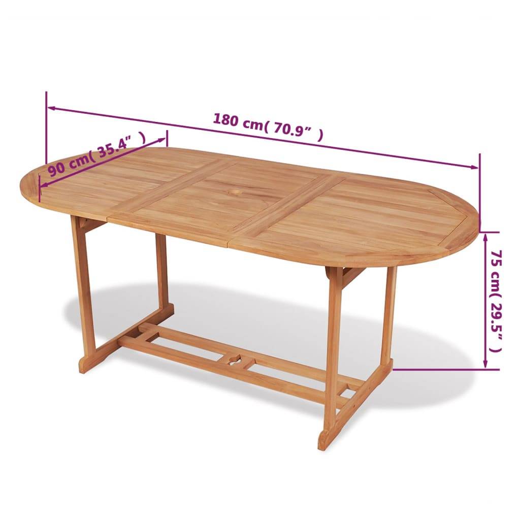 Table de jardin Bois de teck solide 180 x 90 x 75 cm, Poid :25kg - PANGIVO - Image 6