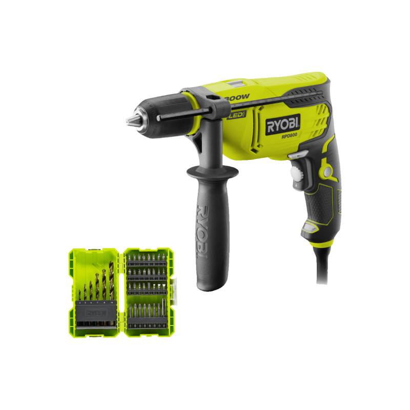 Ryobi - Pack RYOBI - Perceuse à percussion - RPD800-K - 800W - Coffret antichocs empilable RAK38SDD 38 accessoires de perçage-vissage - porte embouts - Image 1