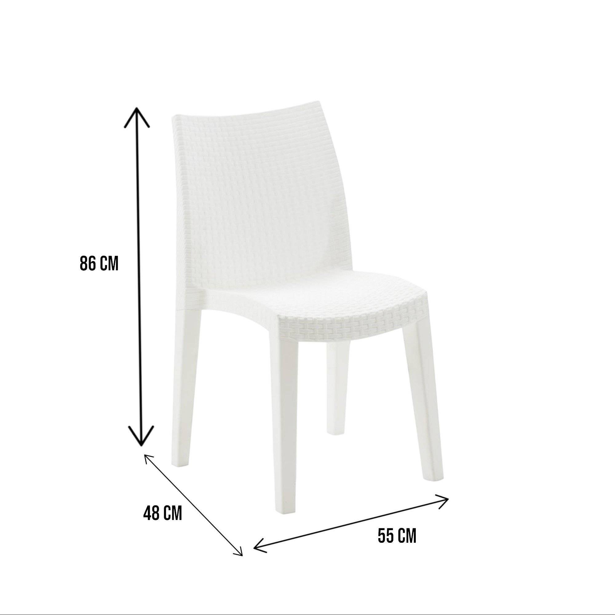 Dmora - Ensemble de 4 chaises d'extérieur Dmaldin, Sièges de jardin, Chaise de table à manger, Fauteuil d'extérieur effet rotin, 55x48h86 cm, Blanc - Dmora - Imagen 3