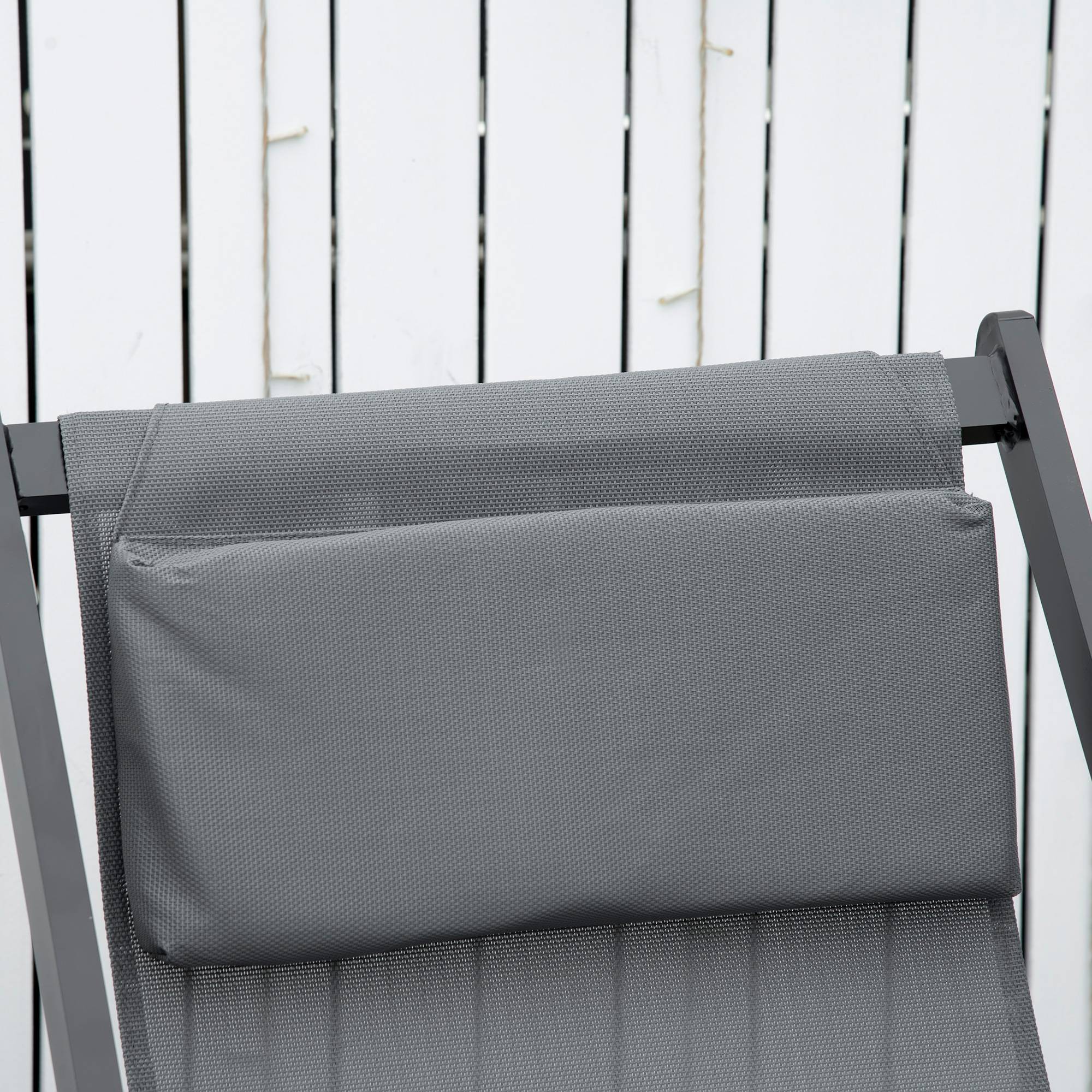 Outsunny - Lot de 2 chaises longues pliantes avec appuie-tête 60x100x85 cm transat inclinable jardin plage camping piscine textilène gris foncé - Outsunny - Image 8