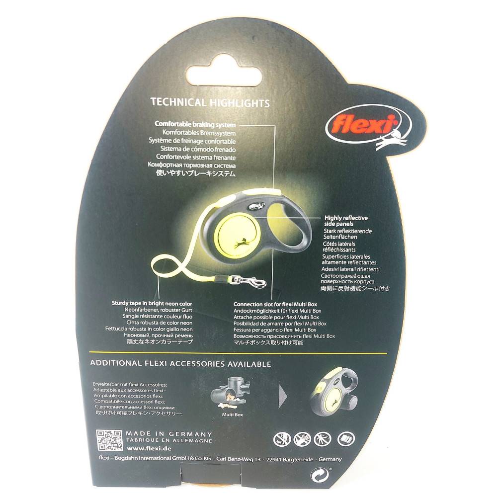 Flexi - FLEXI - Flexi néon M sangle 5 mètres  laisse flexi pour chien max 25 kg - Imagen 6