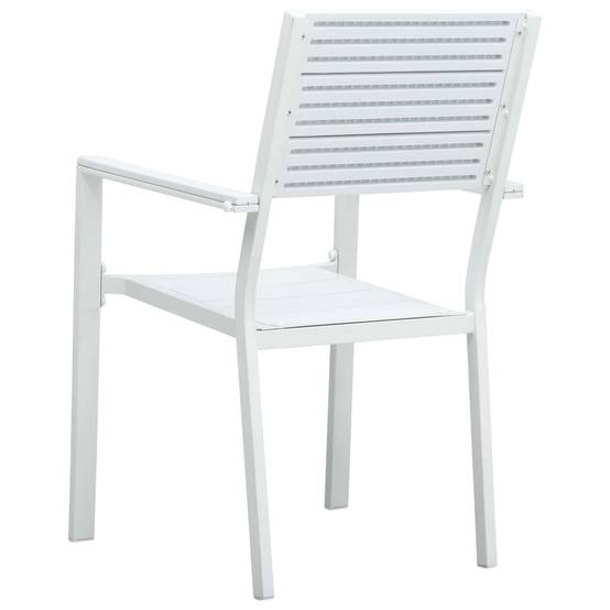 Lot de 4 Chaises de jardin - Chaises d'extérieur - Fauteuils de jardin Blanc PEHD Aspect de bois - Image 5