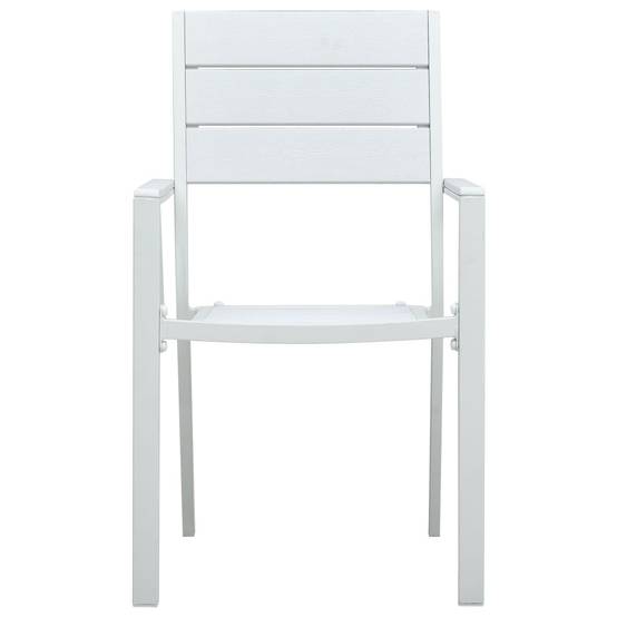 Lot de 4 Chaises de jardin - Chaises d'extérieur - Fauteuils de jardin Blanc PEHD Aspect de bois - Image 3