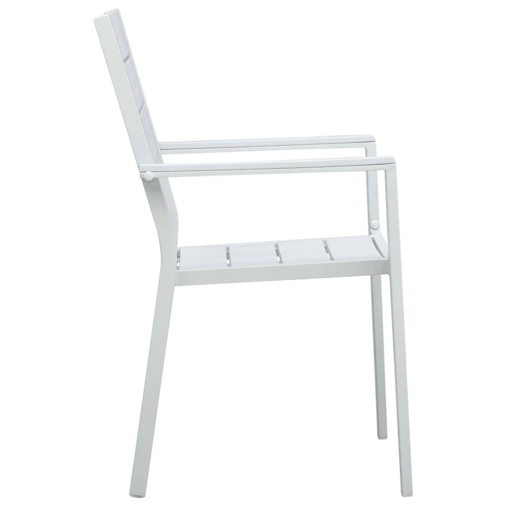 Lot de 4 Chaises de jardin - Chaises d'extérieur - Fauteuils de jardin Blanc PEHD Aspect de bois - Image 4